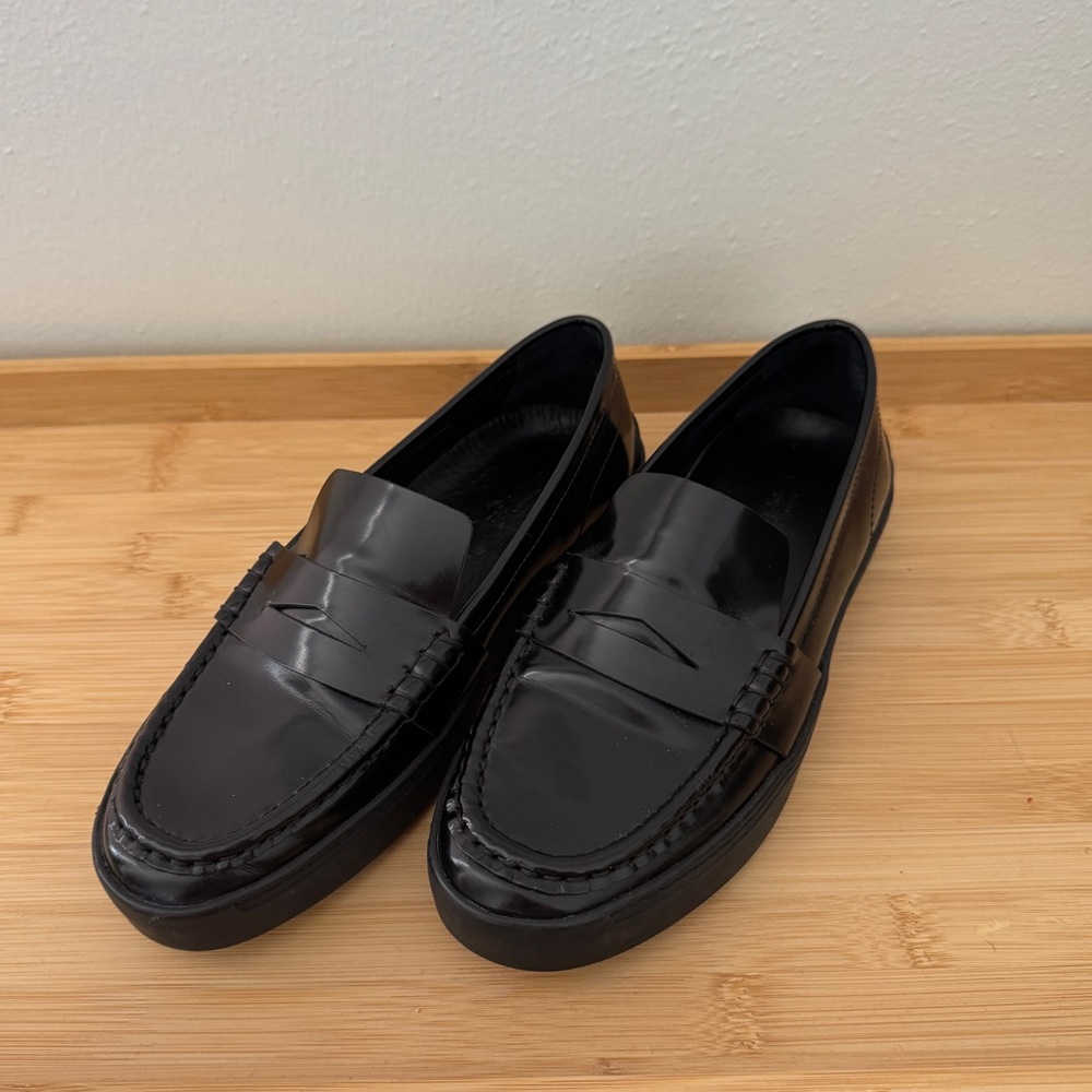 rag & bone black patent loafers